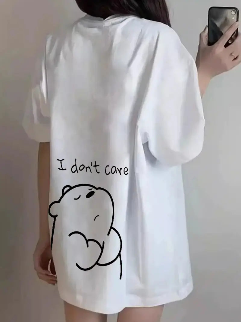 I Don’t Care Bear" Oversized Graphic T-Shirt