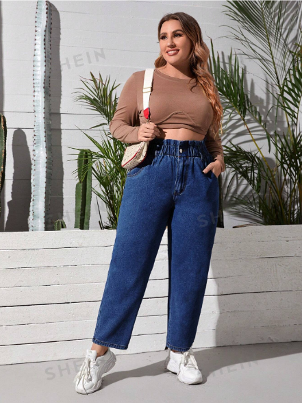 Chic and Comfortable  Women’s Paper Bag Mom Fit Jeans
