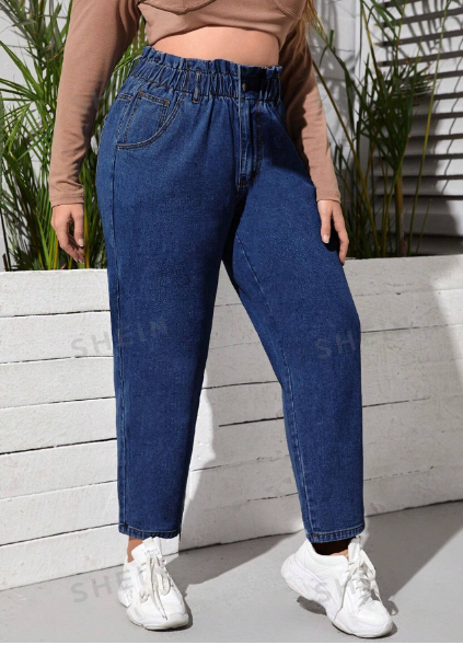 Chic and Comfortable  Women’s Paper Bag Mom Fit Jeans