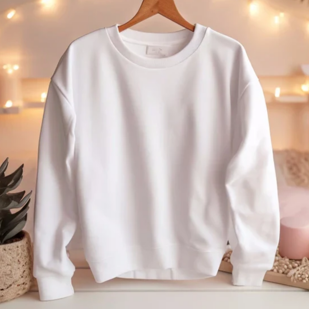 Womens Everyday White Comfort Crew Neck Sweatshirt