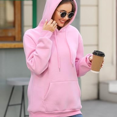 Womens Pink Basic Over The Head Hoodie