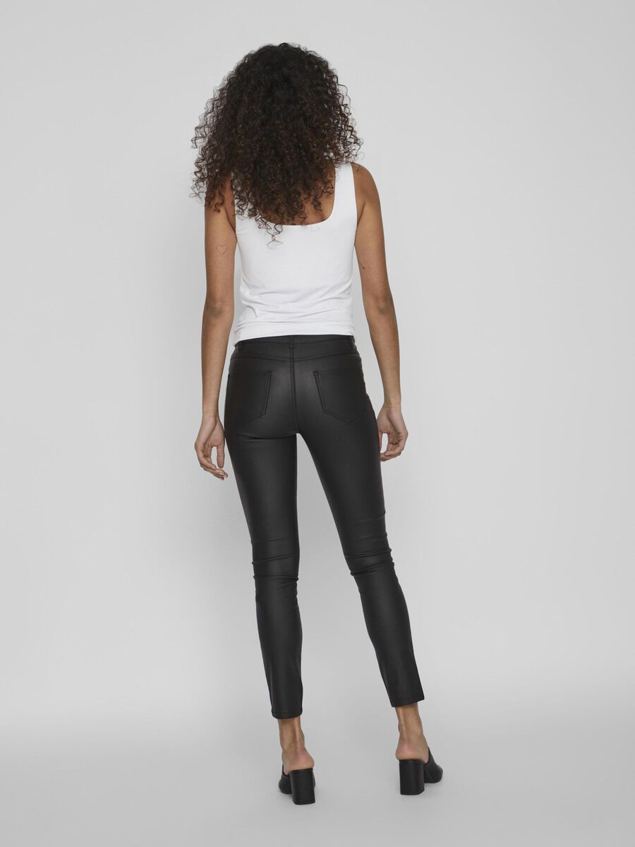 Womens Black High Rise Wax Coated Jeans