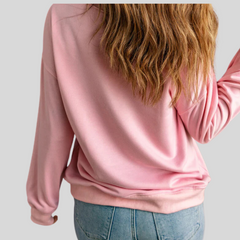 Womens Cozy Pink Fleece Sweatshirt