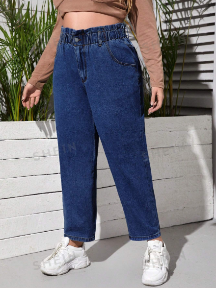 Chic and Comfortable  Women’s Paper Bag Mom Fit Jeans