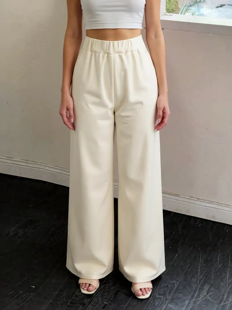 Winter Stuff Women’s White Fleece Relaxed Fit Trouser