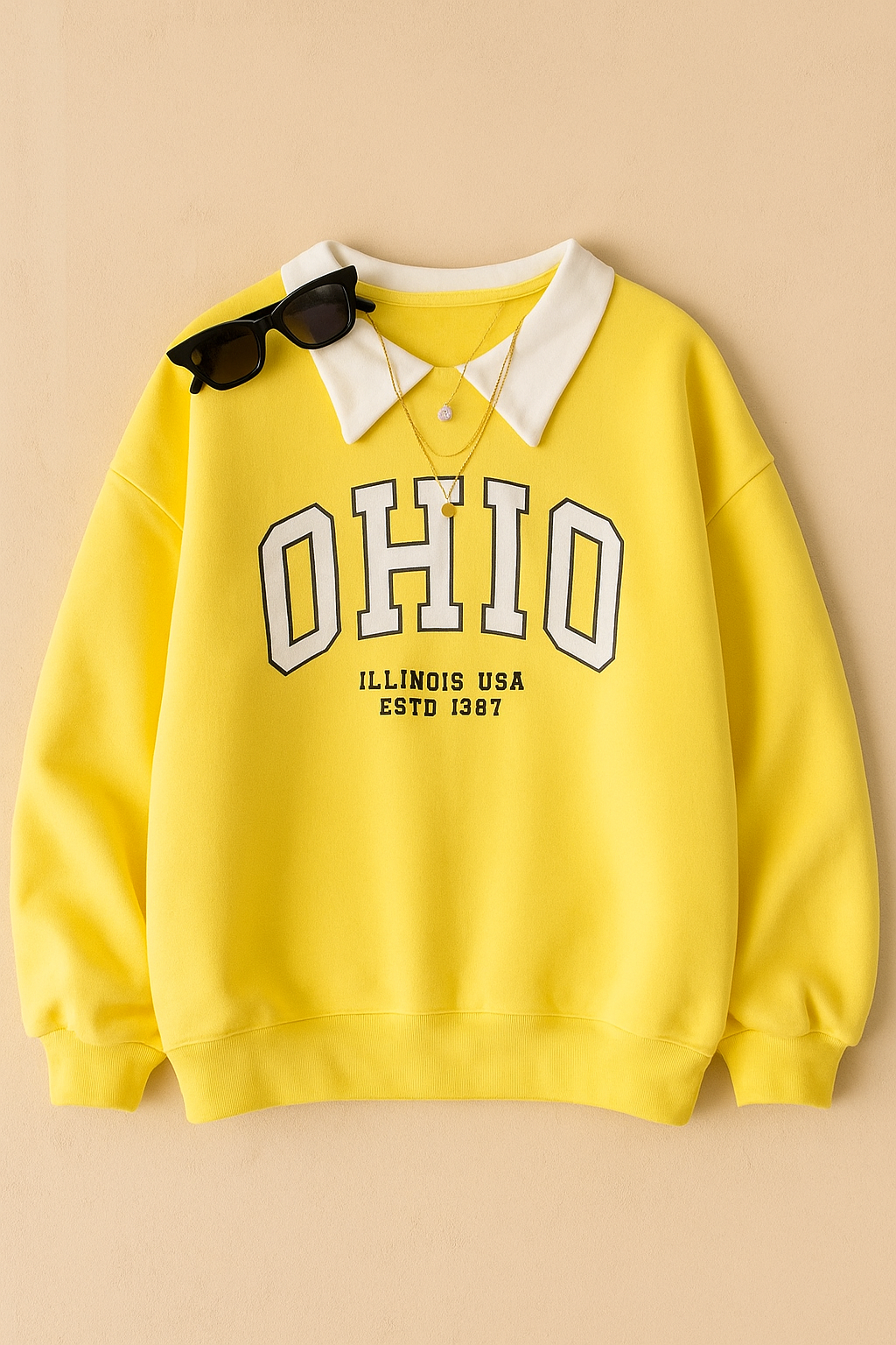 “Vintage Ohio Oversized Sweatshirt – Preppy Collar Edition”