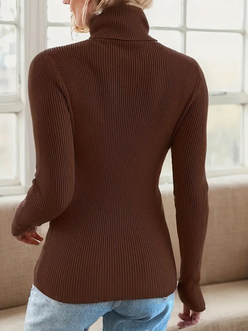 Women’s Classic Turtle Neck Tops - Brown