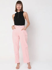 Womens Pink Cotton Slouchy Mom Fit Jeans