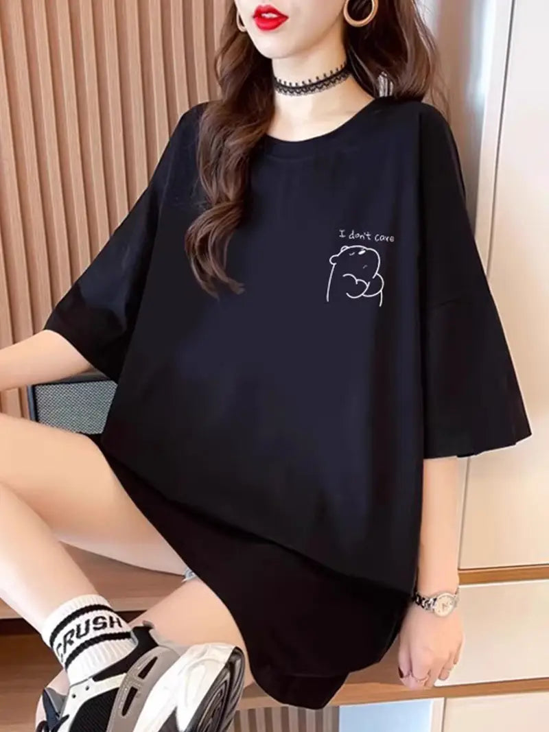 I Don’t Care Bear" Oversized Graphic T-Shirt