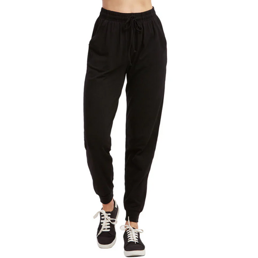 French Terry Pants Womens Joggers Relaxed Fit Black