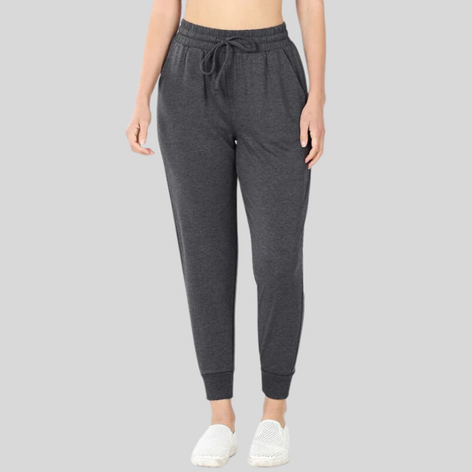 French Terry Pants Womens Joggers Relaxed Fit Charcoal Gray