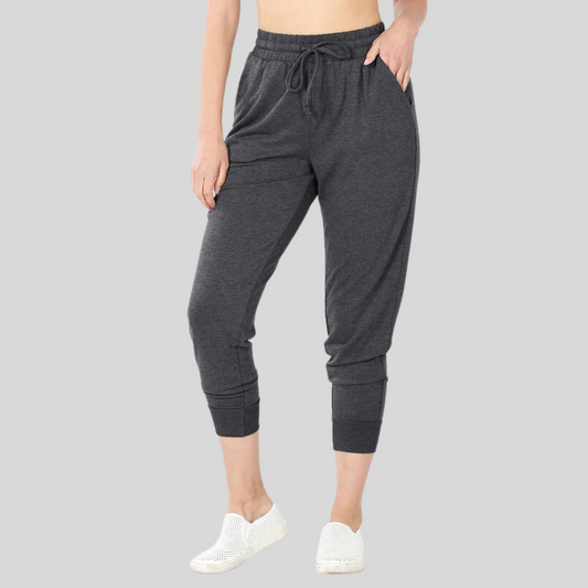 French Terry Pants Womens Joggers Relaxed Fit Charcoal Gray