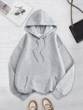 Women's Cozy Plain Fleece Hoodie - Grey