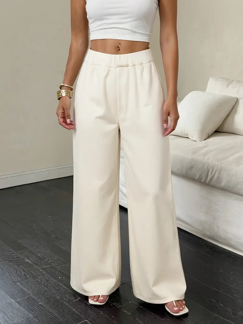 Winter Stuff Women’s White Fleece Relaxed Fit Trouser