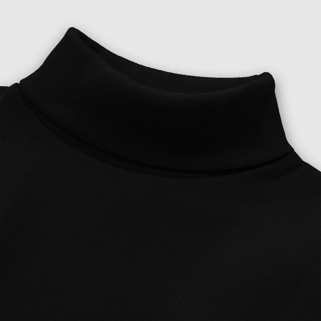 Perfect Comfort Black Ribbed Long Sleeve Turtleneck Top