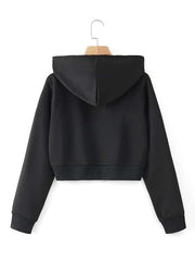 Womens Essential Black Zip Crop Hoodie