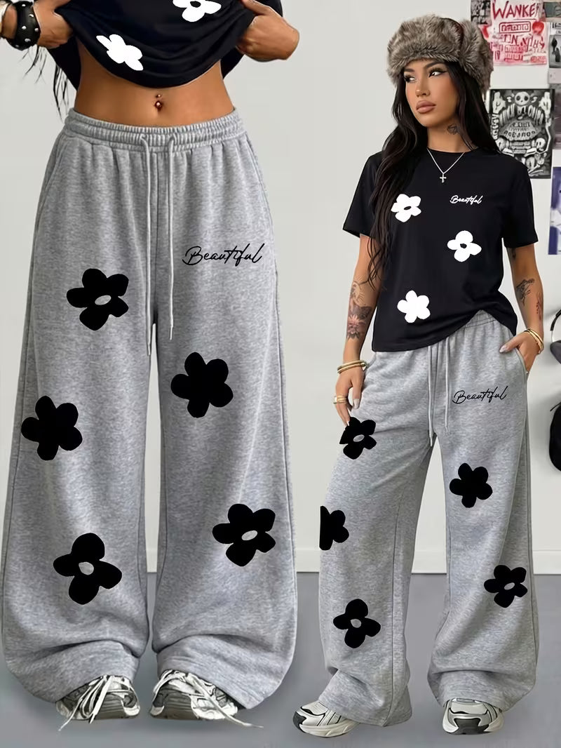 Relaxed Fit Floral Print 2-Piece Summer Lounge Set