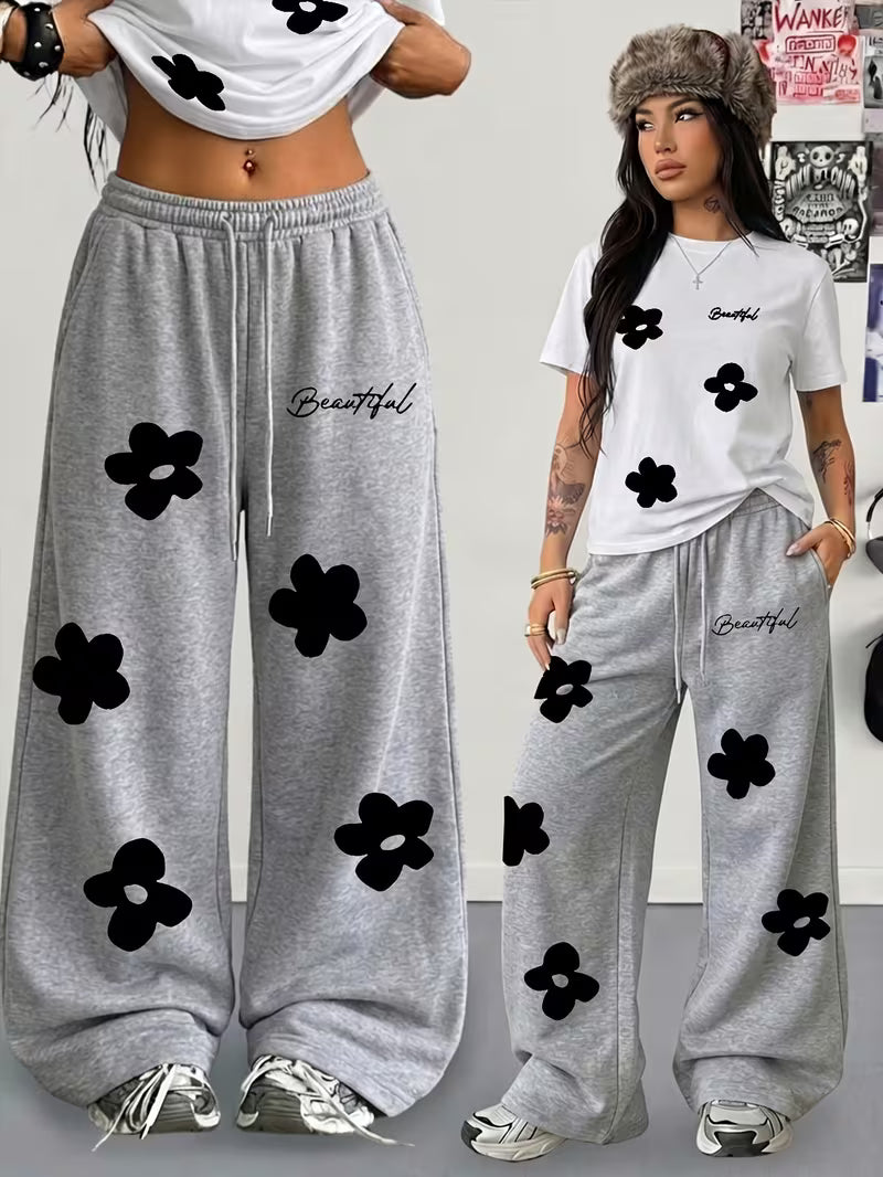Relaxed Fit Floral Print 2-Piece Summer Lounge Set