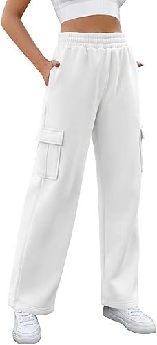 Womens White Drawstring Flap Pocket Cargo Trouser