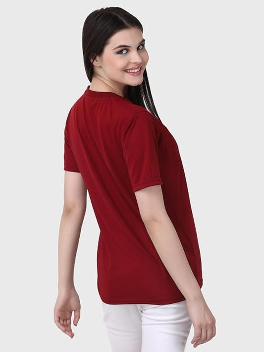 Womens Maroon Round Neck Tshirt