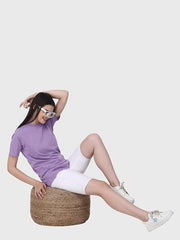 Womens Lilac Plain Round Neck Tshirt