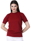 Womens Maroon Round Neck Tshirt