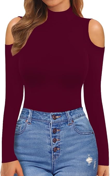 Off-Shoulder Turtleneck Knit Top for Women
