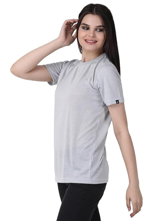 Womens Heather Grey Plain Round Neck Tshirt