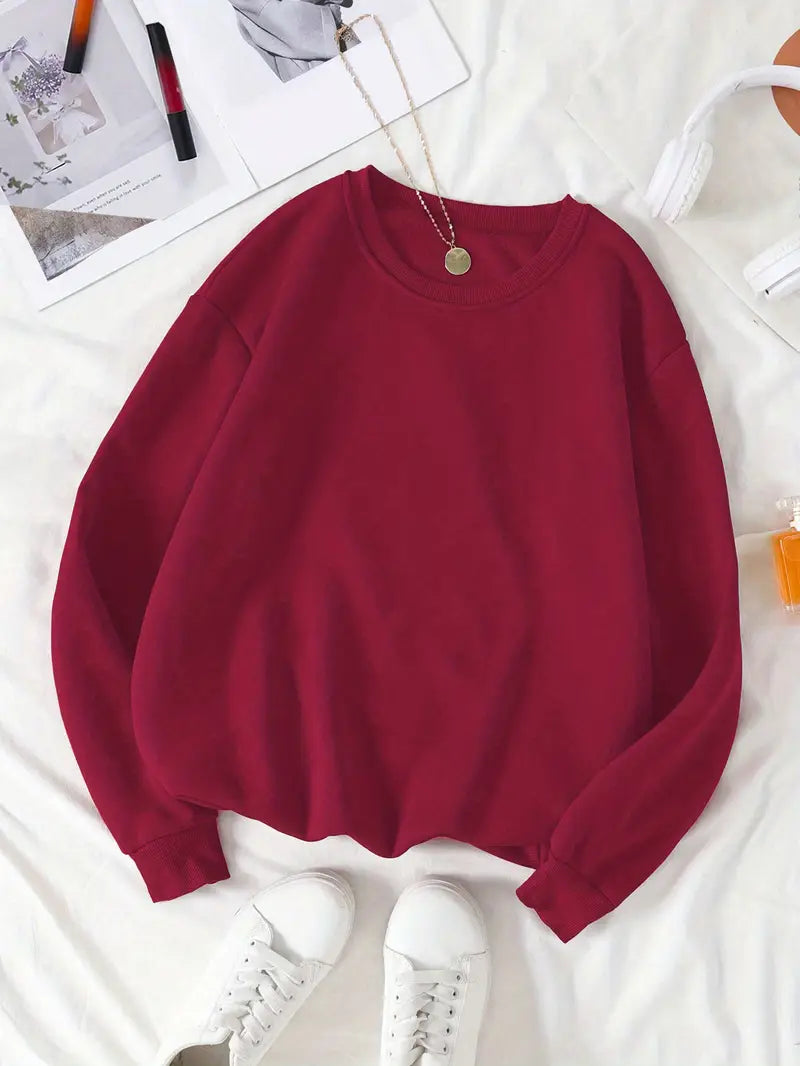 Pure Comfort Basic Crewneck Sweatshirt - Maroon
