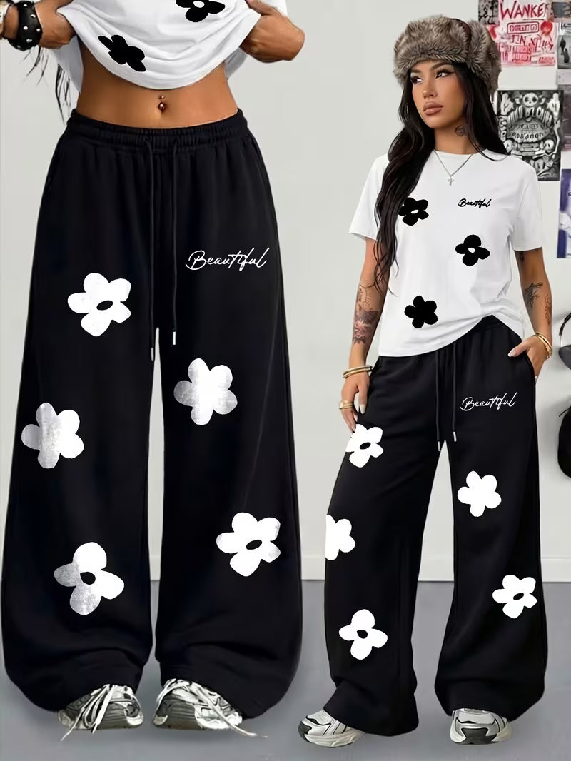Relaxed Fit Floral Print 2-Piece Summer Lounge Set