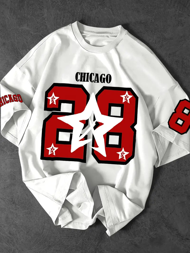Oversized “Chicago 28” Graphic Tee