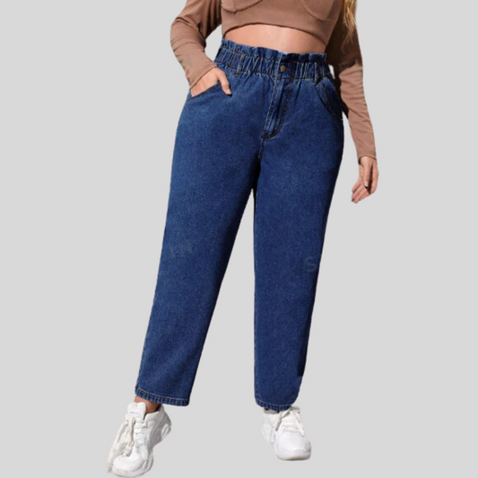 Chic and Comfortable  Women’s Paper Bag Mom Fit Jeans