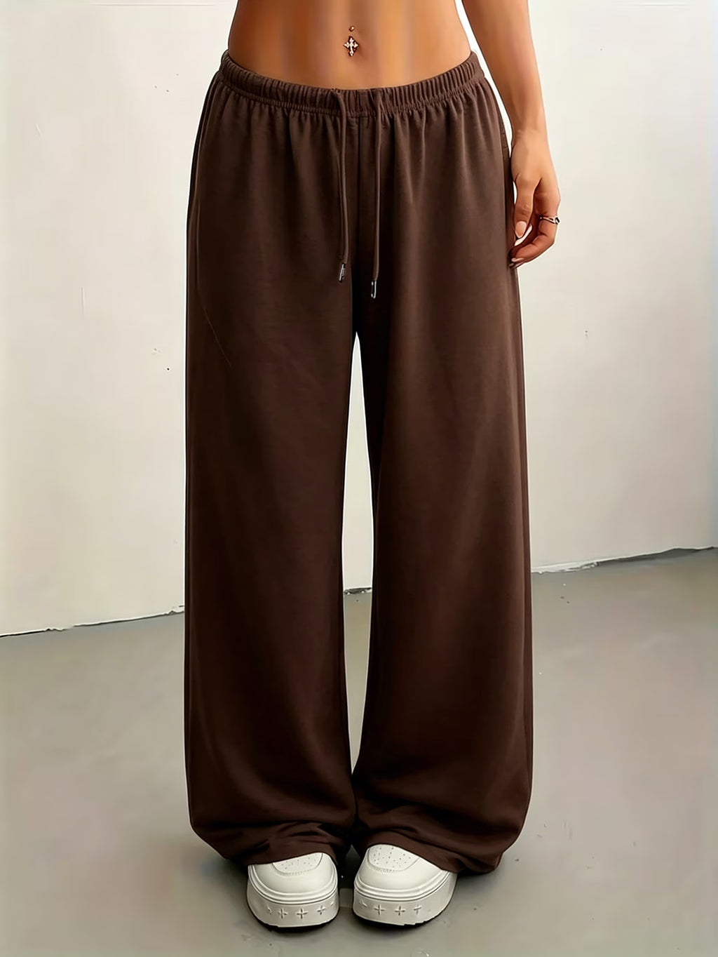 Womens Brown Relaxed Fit Wide-Leg Baggy Trouser