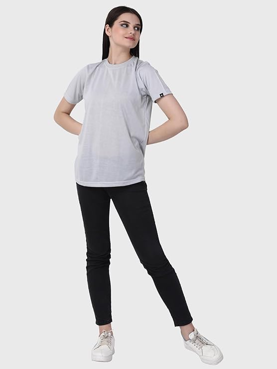 Womens Heather Grey Plain Round Neck Tshirt