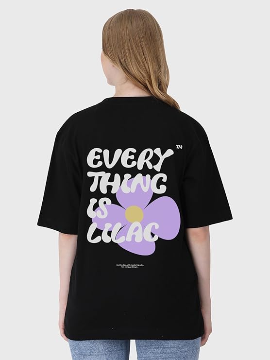 Womens Black Oversized Graphic Tee