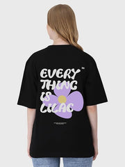 Womens Black Oversized Graphic Tee