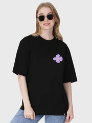 Womens Black Oversized Graphic Tee