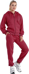 Maroon Fleece Zipper Hoodie Cord Set