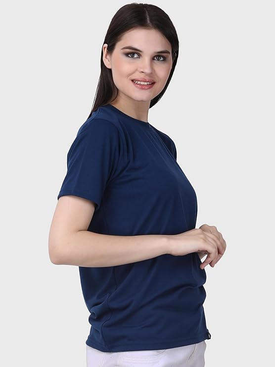 Womens Petroleum Blue Round Neck TShirt