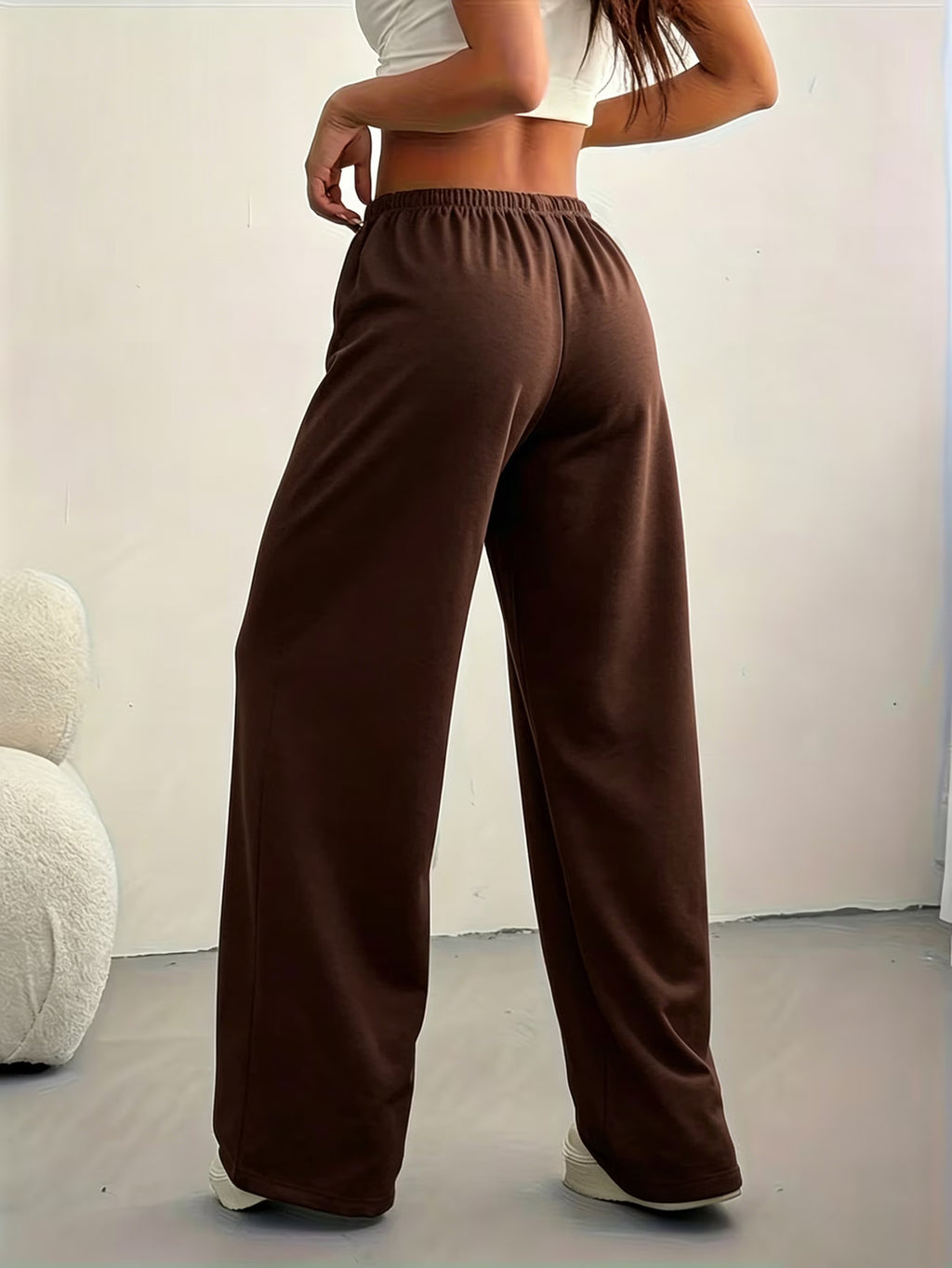 Womens Brown Relaxed Fit Wide-Leg Baggy Trouser