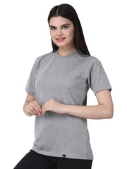 Womens Heather Grey Plain Round Neck Tshirt