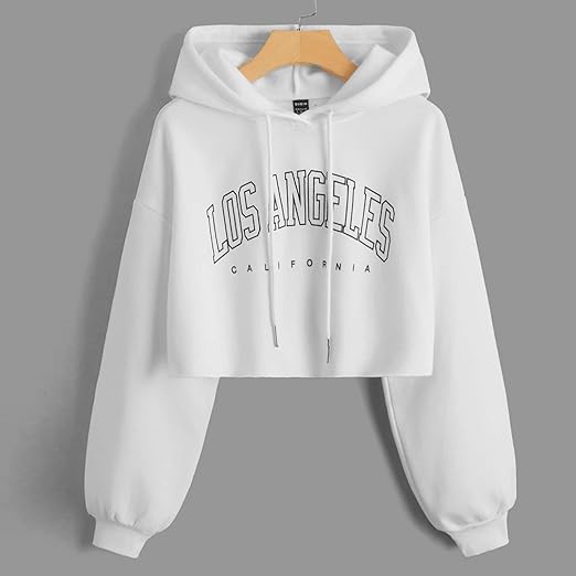 Womens Los Angeles  White Crop Hoodie