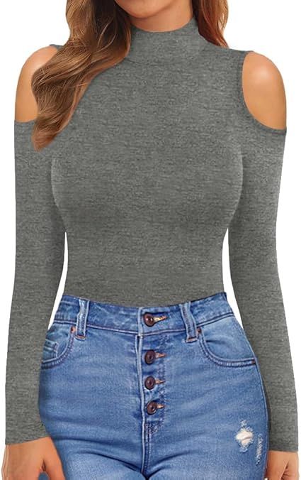Off-Shoulder Turtleneck Knit Top for Women