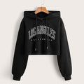 Womens Los Angeles Sleek Style Black Crop Hoodie