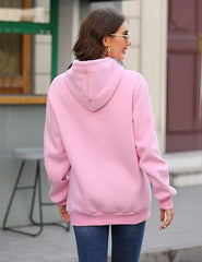 Womens Pink Basic Over The Head Hoodie