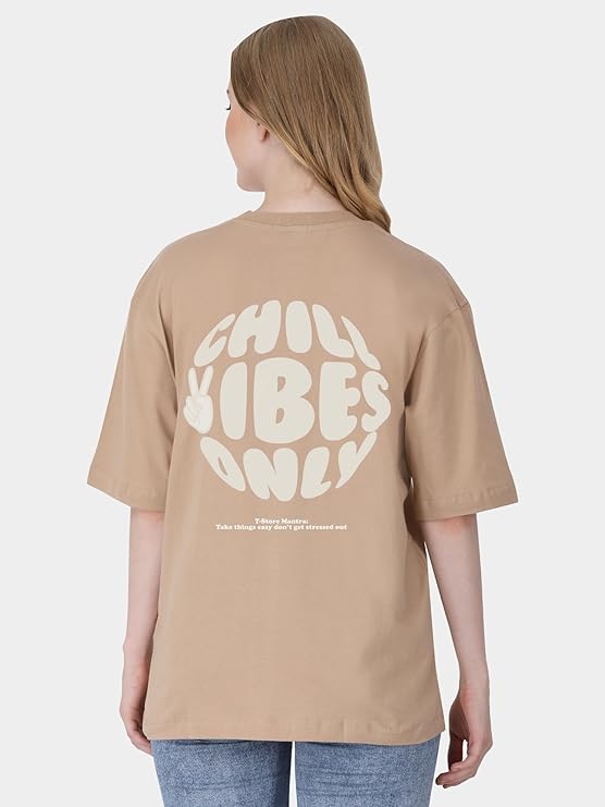Beige Chill Vibes Only Oversized Tshirt