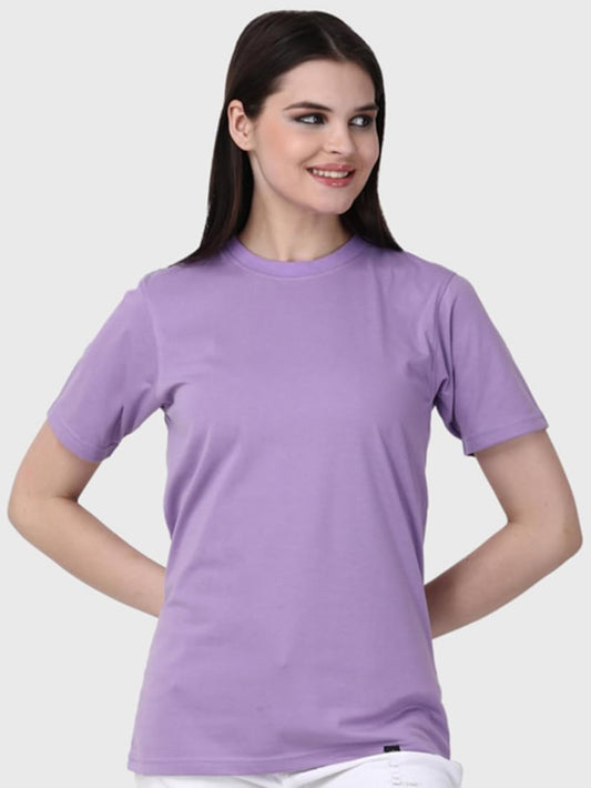 Womens Lilac Plain Round Neck Tshirt