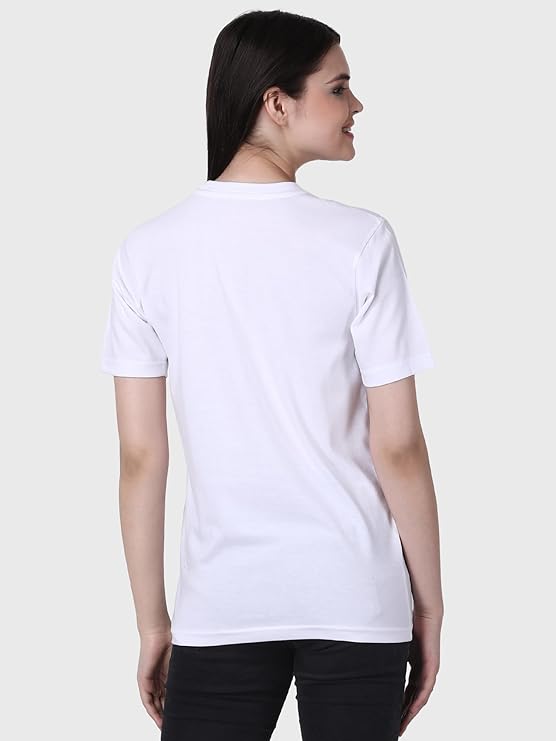 Womens White Plain Round Neck Tshirt