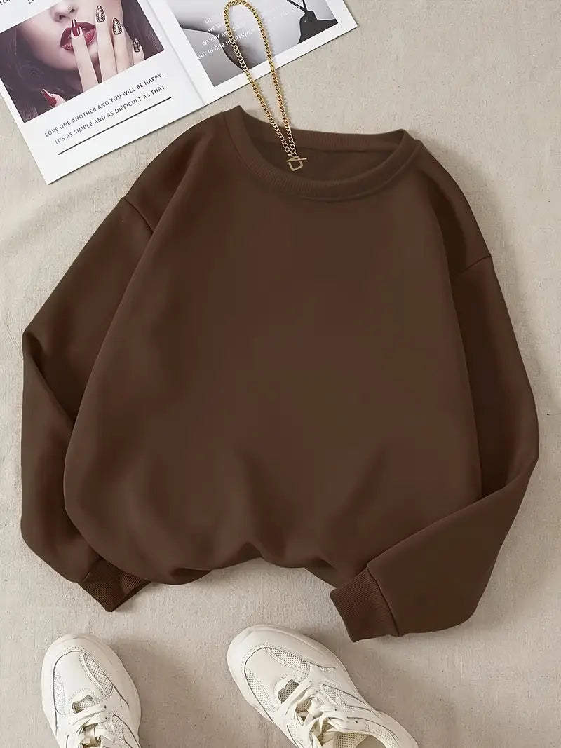 Cozy Core Basic Sweatshirt - Dark Brown