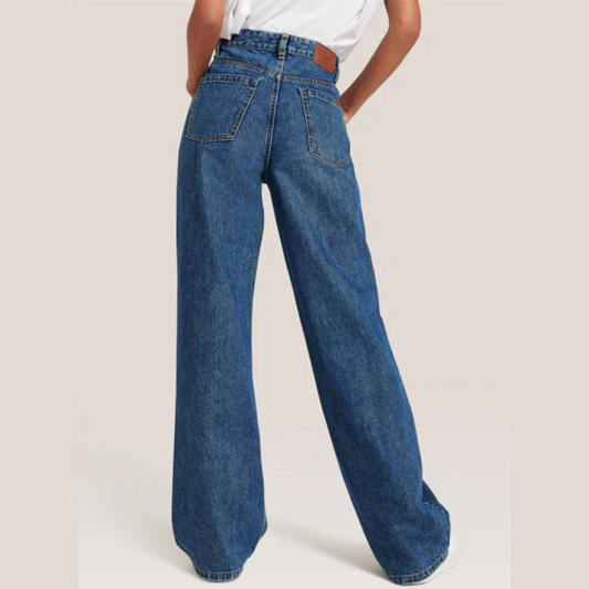 Mid-Wash High-Rise Wide-Leg Jeans for Women